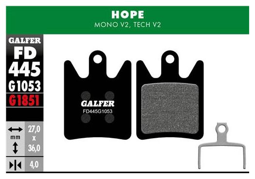 Paire de Plaquettes Hope Semi-métalliques Hope Mono V2 / Tech V2 Standard