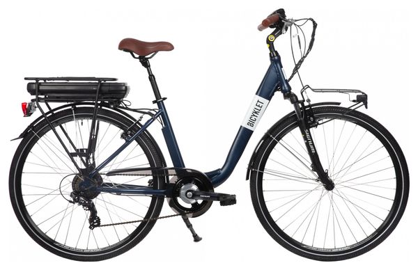 Bicyklet Claude Bicicletta elettrica da città Shimano Tourney 7S 500 Wh 700mm Blu notte opaco Marrone