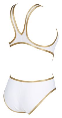 Costume intero Arena Femme One Biglogo Bianco-Oro