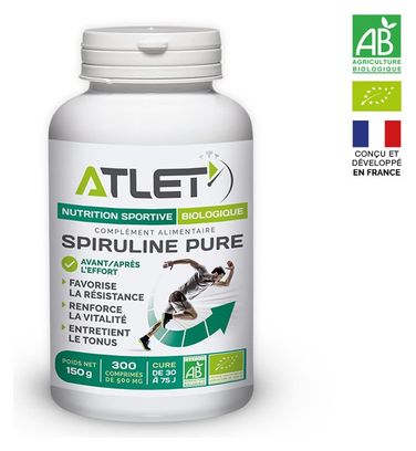 x300 Comprimés de Spiruline Pure Atlet Nutrition Biologique