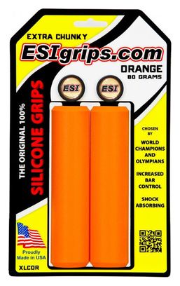 Paire de Grips Silicone ESI Extra Chunky 34mm Orange
