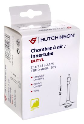 HUTCHINSON Chambre à Air Butyl 26x1.85-2.125'' Presta 48mm