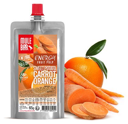 MuleBar Vegan Fruit Pulp Sweet Potato Orange Carrot 65 g