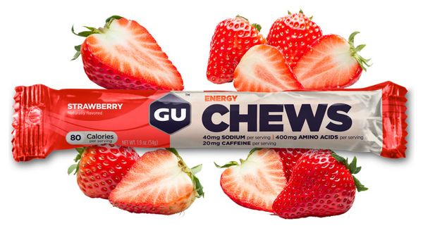 8 GU Chews Strawberry Energy Gum