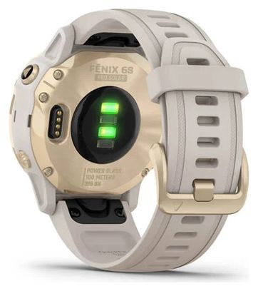 Montre GPS Garmin fenix 6S - Pro Solar Edition Light Gold avec Bracelet Silicone Beige