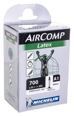 Michelin Chambre à air Route A1 AIRCOMP Latex 700x22/23 Presta 60mm
