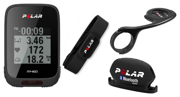 Compteur GPS Polar M460 HR H10 Noir + Support déporté + Capteur de vitesse Bluetooth