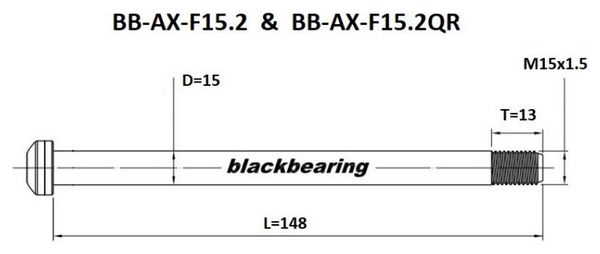 Front Axle Black Bearing RockShox QR - 15 mm - 148 - M15x1.5 - 13 mm