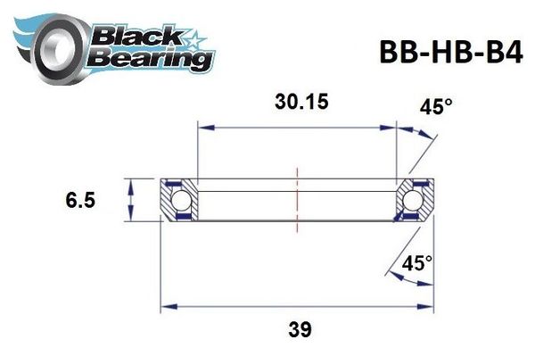 Black bearing - B4 - Roulement de jeu de direction 30.15 x 39 x 6.5 mm 45/45°