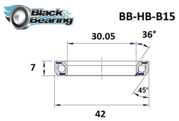 Black bearing - B15 - Roulement de jeu de direction 30.05 x 42 x 7  mm 36/45°