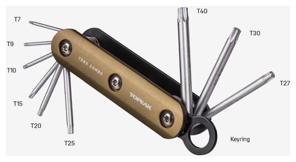 Multi Outils Topeak Torx Combo Noir / Or (9 Fonctions)