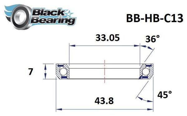 Black bearing - C13 - Roulement de jeu de direction 33.05 x 43.8 x 7 mm 36/45°