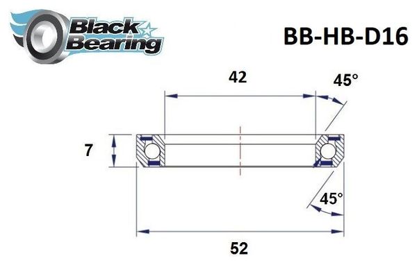 Roulement de Direction Black Bearing D16 42 x 52 x 7 mm 45/45°