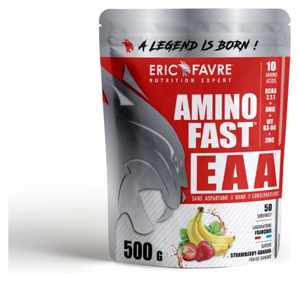 Boisson énergétique Eric Favre Amino Fast EAA 500g Fraise Banane édulcorants