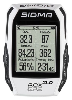 Compteur GPS SIGMA ROX 11.0 GPS Set (Ceinture Cardiaque + Capteur de Cadence) Blanc