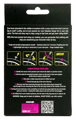 Kit de Mèches de Réparation Tubeless Muc-Off Puncture Plug Outil + 10 Mèches