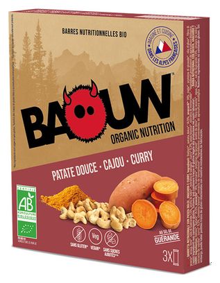 3 Baouw Organic Energy Bars Sweet Potato-Cashew-Curry 25g