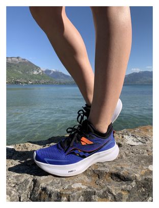 Chaussures Running Saucony Ride 15 Bleu Orange Femme