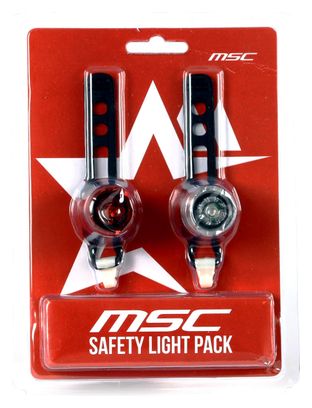 MSC BIKES Front & Rear Bicycle Security lights Silver Red