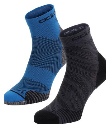2 x Odlo Ceramicool Run Graphic Black / Blue Unisex Socks