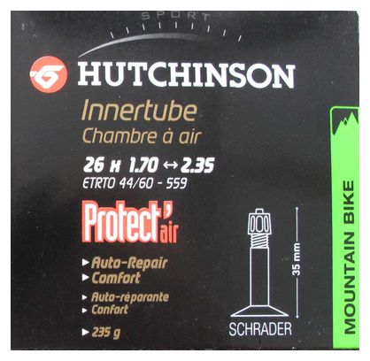 Tubo de butilo Hutchinson Protect'Air 26 * 1,70 2,35 Válvula Schrader grande (cada una)