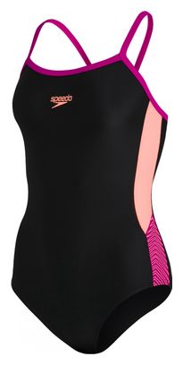Speedo Dive Women&#39;s 1-Piece Swimsuit Thin Straps Muscleback Black Orange