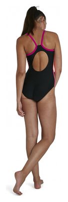 Speedo Dive Women&#39;s 1-Piece Swimsuit Thin Straps Muscleback Black Orange