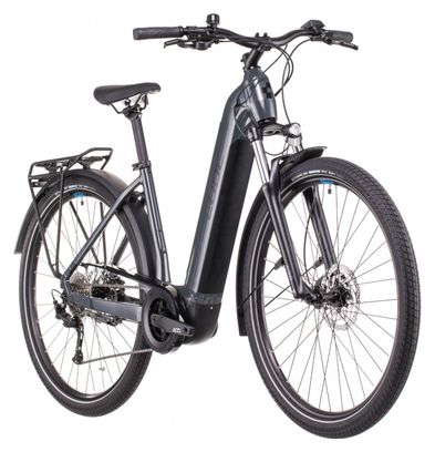 Cube Touring Hybrid One 500 Easy Entry Bicicleta eléctrica de ciudad Shimano Alivio 9S 500 Wh 700 mm Gris Azul 2022