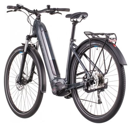 Cube Touring Hybrid One 500 Easy Entry Bicicleta eléctrica de ciudad Shimano Alivio 9S 500 Wh 700 mm Gris Azul 2022