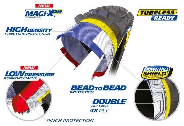 Pneu VTT Michelin DH22 Racing Line 27.5'' Tubeless Ready Rigide DownHill Shield Pinch Protection Magi-X DH