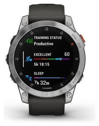Montre GPS connectée - GARMIN - Epix™(Gen 2)  Acier  Silver avec bracelet gris