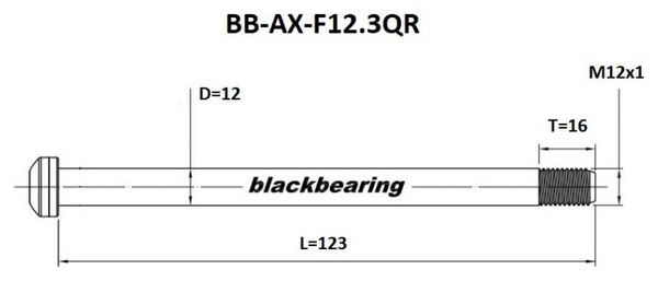 Front Axle Black Bearing QR12 mm - 123 - M12x1 - 16 mm