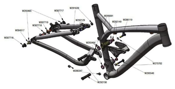 Suspension TREK Rocker Pivot Nuts M10x1.0 Seatstay Black