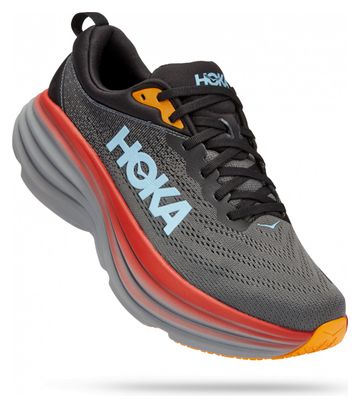 Bondi 8 Grey Orange Running Shoes