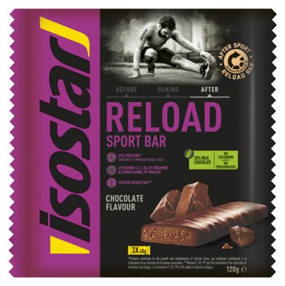 Barres de récupération Isostar After Sport Reload Chocolat 3x40g