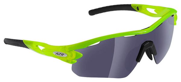 Sports glasses AZR TOUR RX CRYSTAL GREEN FLUO - GRAY MIRROR