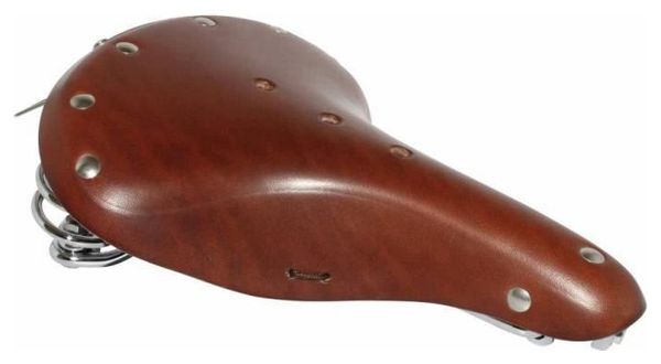 Selle city vintage cuir marron a ressorts 270x210mm