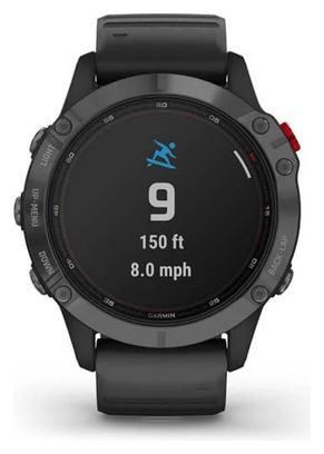 Garmin Fenix 6 - Pro Solar Edition GPS-Uhr Schiefergrau mit schwarzem Band