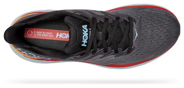 Chaussures Running Hoka Clifton 8 Noir Rouge