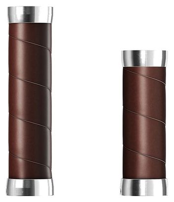 Paar Brooks England Slender Leather Grips 130/100 mm Brown