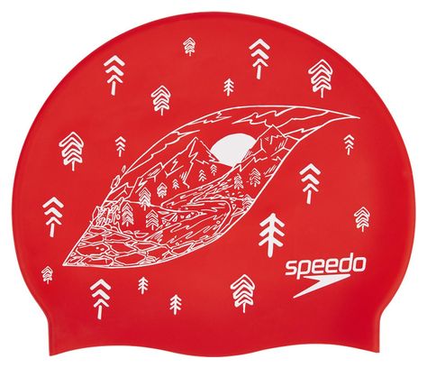 Speedo Slogan Print Swimcaps Red 