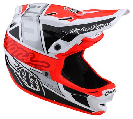 Troy Lee Designs D4 Composite TEAM SRAM Helmet White/Fluo Red