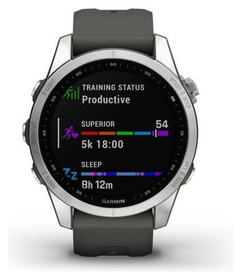 Montre GPS connectée - GARMIN - Fenix 7S - Argent avec bracelet gris