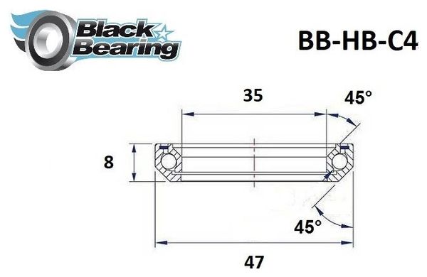 Black Bearing C4 Cuscinetto dello sterzo 35 x 47 x 8 mm 45/45 °