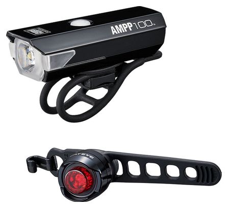 Refurbished product - Cateye AMPP100 &amp; ORB Rechargeable Lighting Pair Black