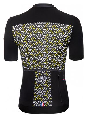 LeBram Women&#39;s Short Sleeve Jersey Iron Cross Black Yellow Tailored Fit