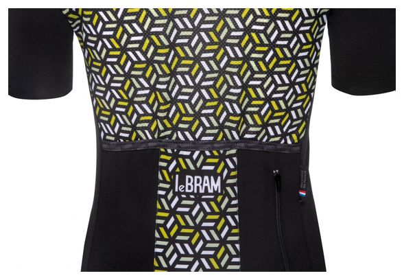 LeBram Women&#39;s Short Sleeve Jersey Iron Cross Black Yellow Tailored Fit