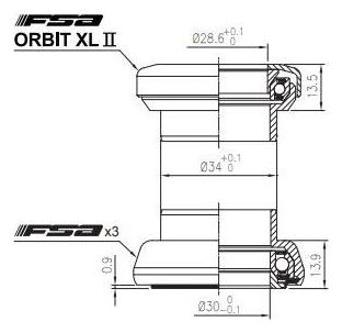 Canotto sterzo FSA Orbit XL II 1 esterno 1/8'' Nero senza ragnetto/tappo