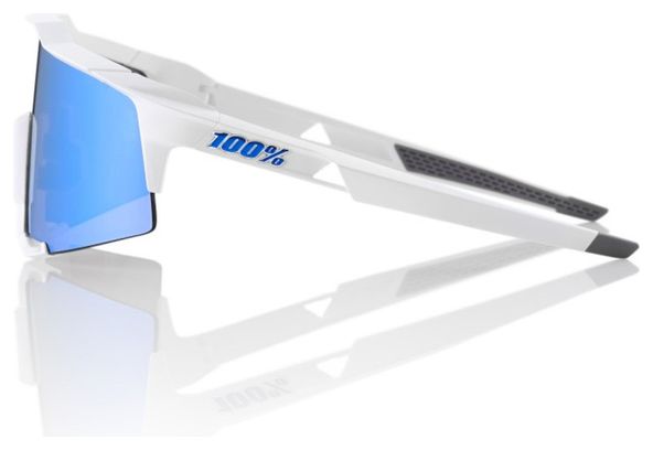 100% Sunglasses SPEEDCRAFT LL - Soft Tact White - HiPER Blue Mirror