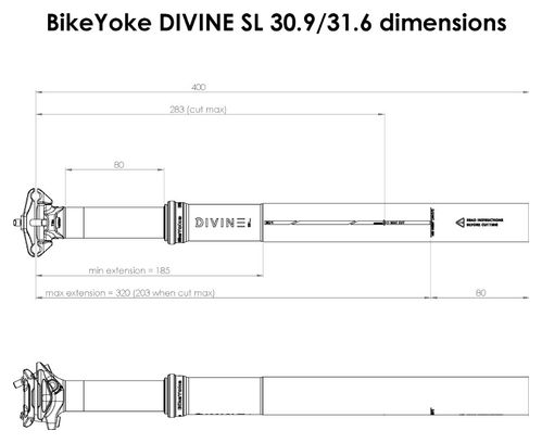 Bike Yoke Divine SL Teleskop-Sattelstütze (ohne Kontrolle)